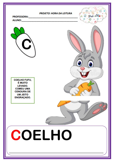 Projeto do Alfabeto na Educação Infantil - Alfabeto letra B de Coelho
