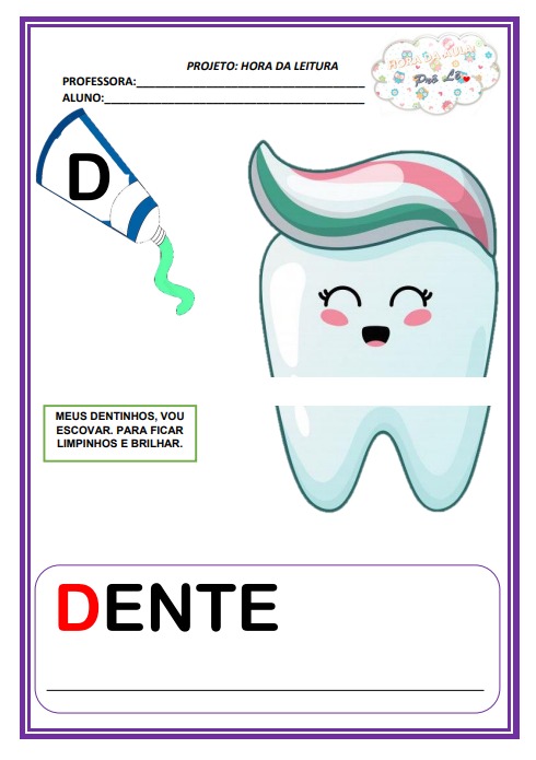 Projeto do Alfabeto na Educação Infantil - Alfabeto letra D de Dente