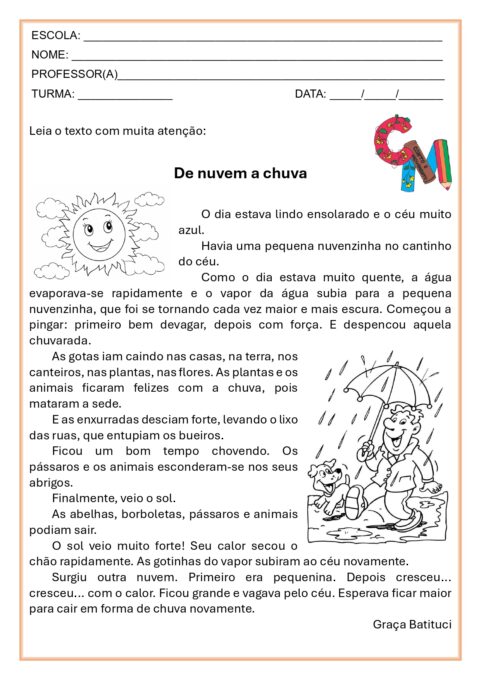 Texto De nuvem a chuva