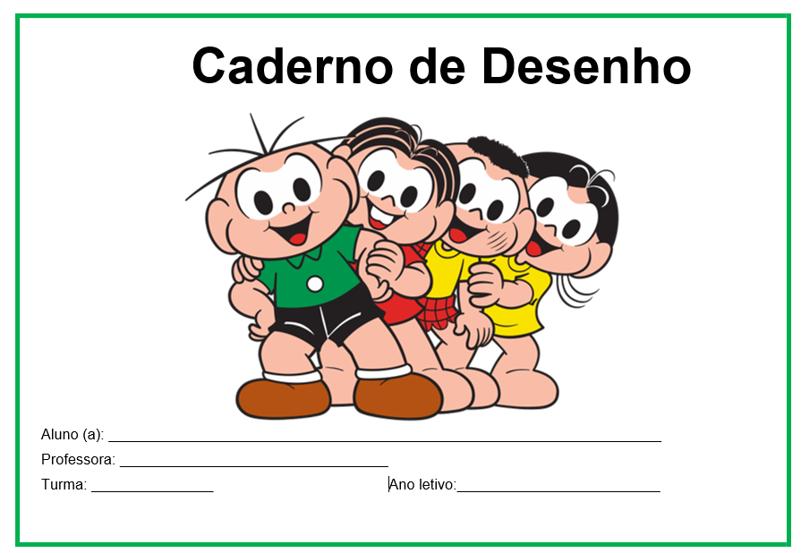 Capa de caderno Turma da Mônica - Capa do caderno de desenho - Artes
