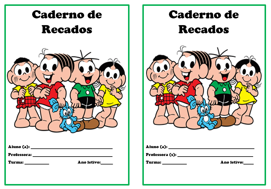 Capa de caderno Turma da Mônica - Caderno de Recado