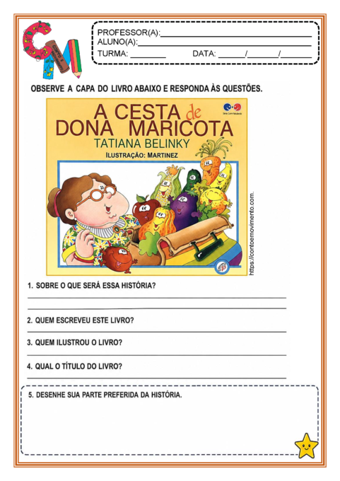 Atividade do livro A cesta de Dona Maricota