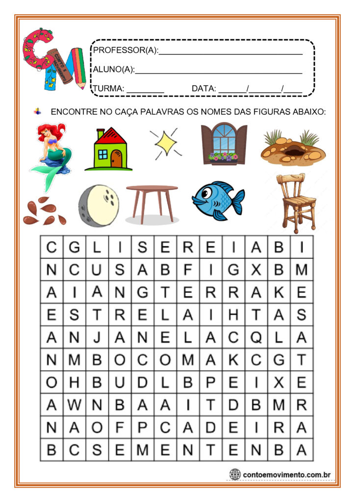 Atividades dia das mães caça palavras