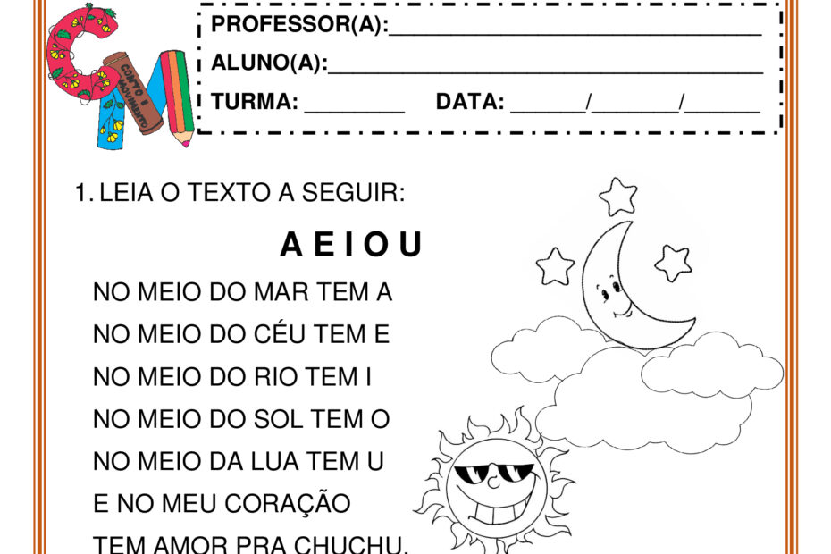 Leitura e atividades do Texto A E I O U
