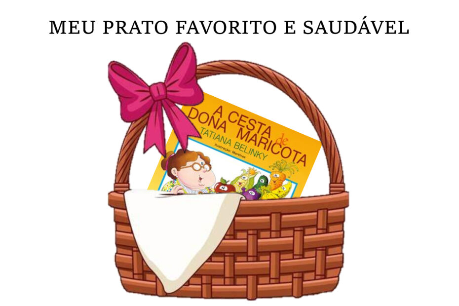 Um grande cartaz com o livro a cesta da dona maricota