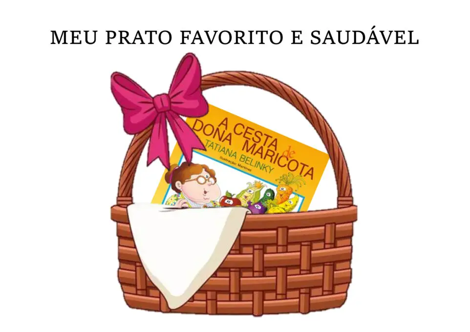 Um grande cartaz com o livro a cesta da dona maricota