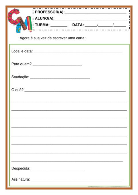 produção de uma carta - Projeto Correio da Amizade