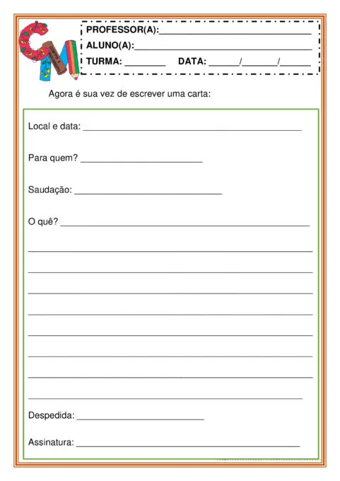 produção de uma carta - Projeto Correio da Amizade