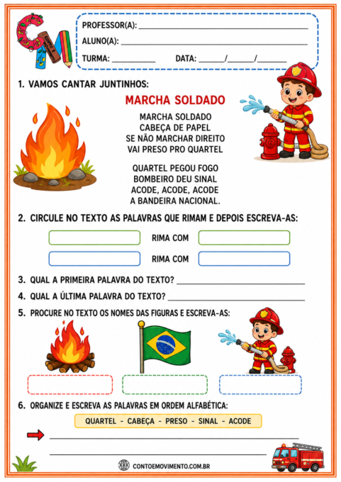 Leitura e interpretação da música Marcha Soldado