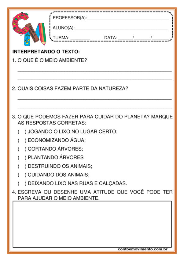 Meio Ambiente interpretação de texto