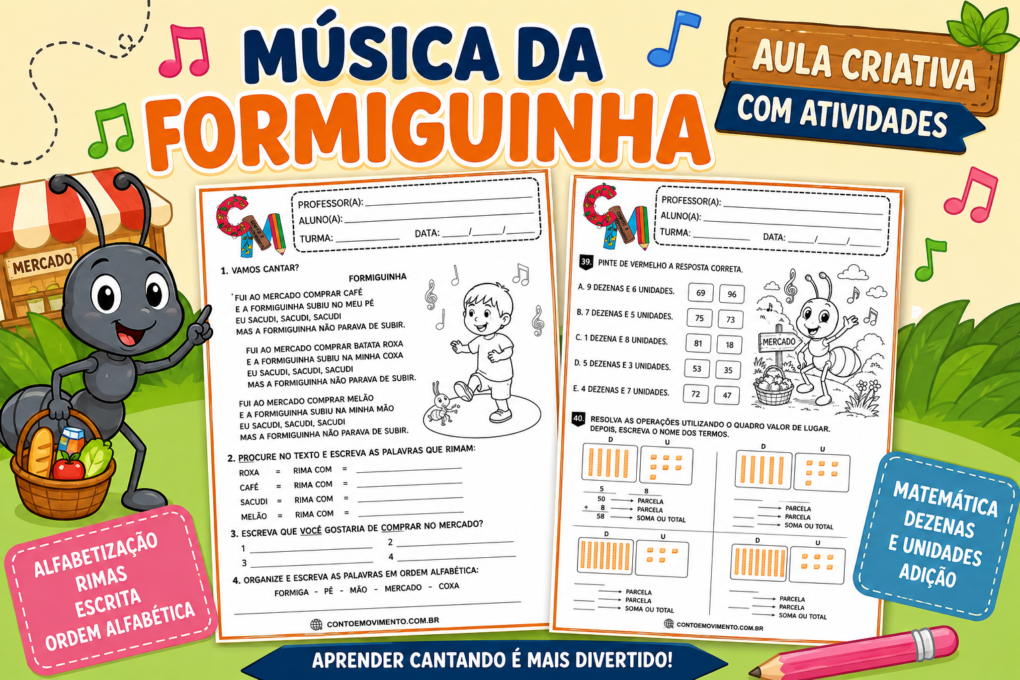 Atividade com Música da Formiguinha na Alfabetização