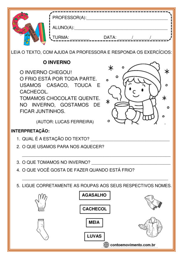 atividade e texto O Inverno