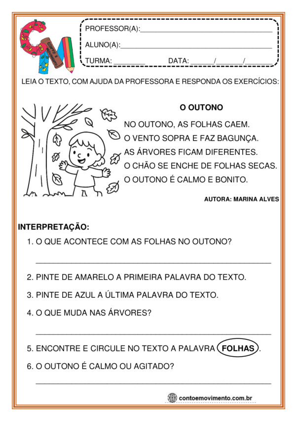 Atividade e texto O Outono