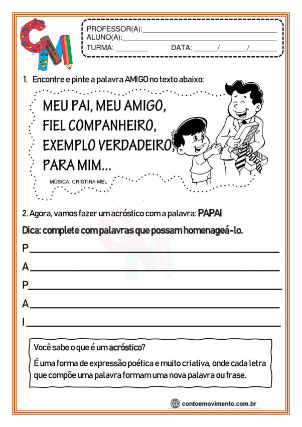 Atividades dia dos Pais