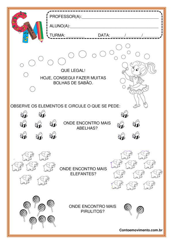 Atividade sobre quantidade