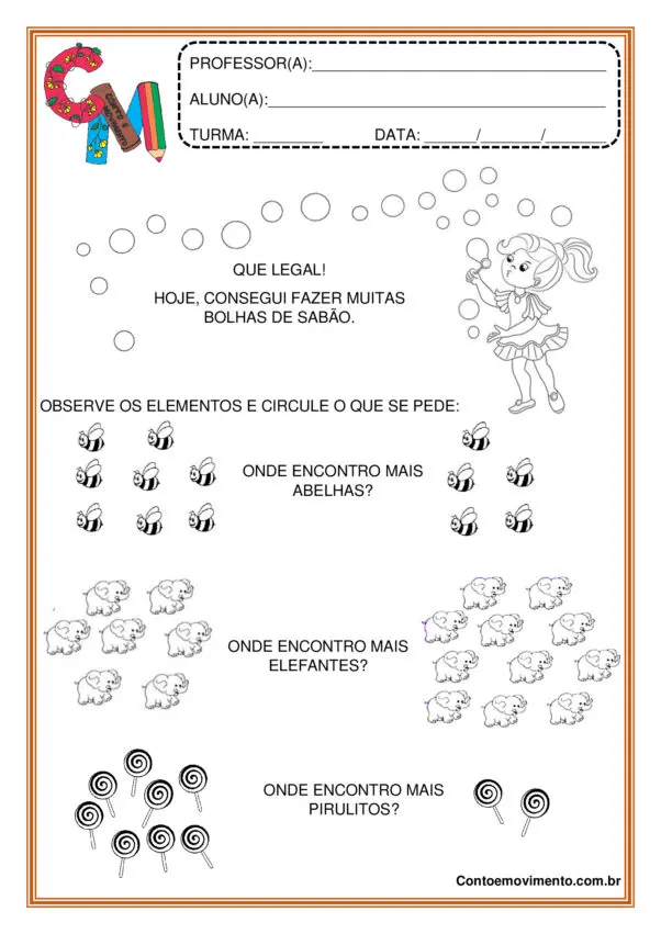Atividade sobre quantidade