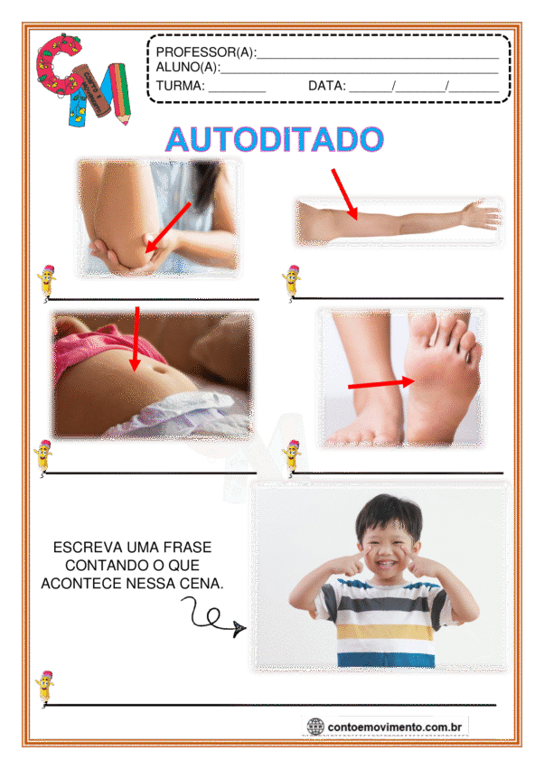 autoditado na alfabetização: partes do corpo