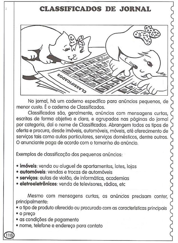 Atividade classificados de jornal