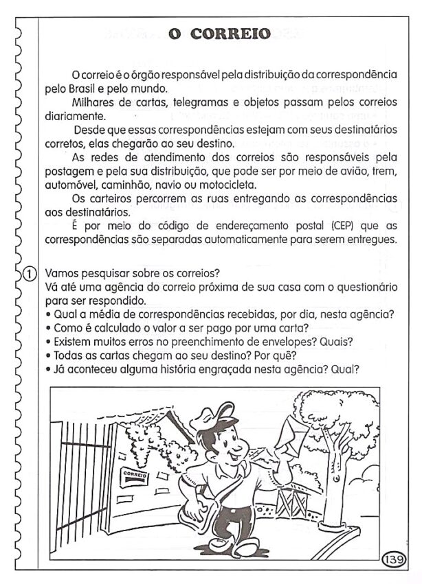 Texto sobre correio e cartas