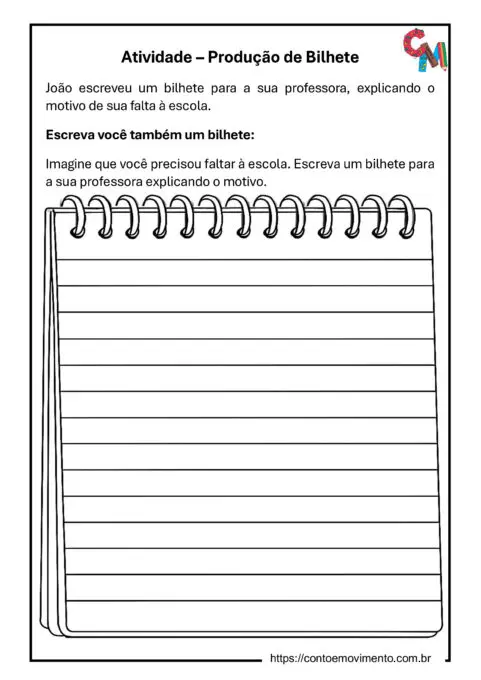 atividade de bilhete