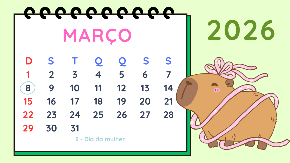calendário 2026 Capivara
