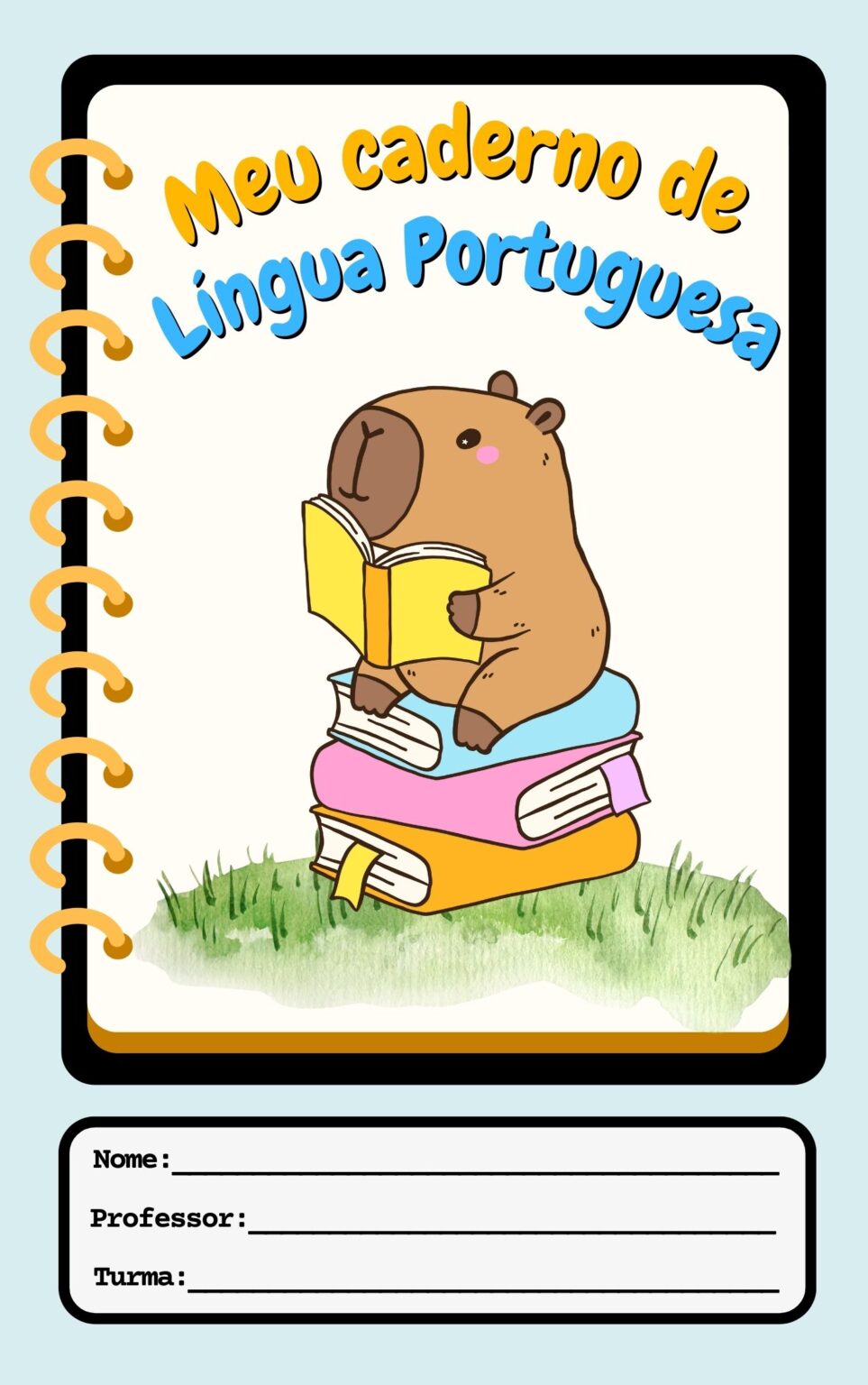 7 modelos de Capa de caderno capivara pronta para imprimir