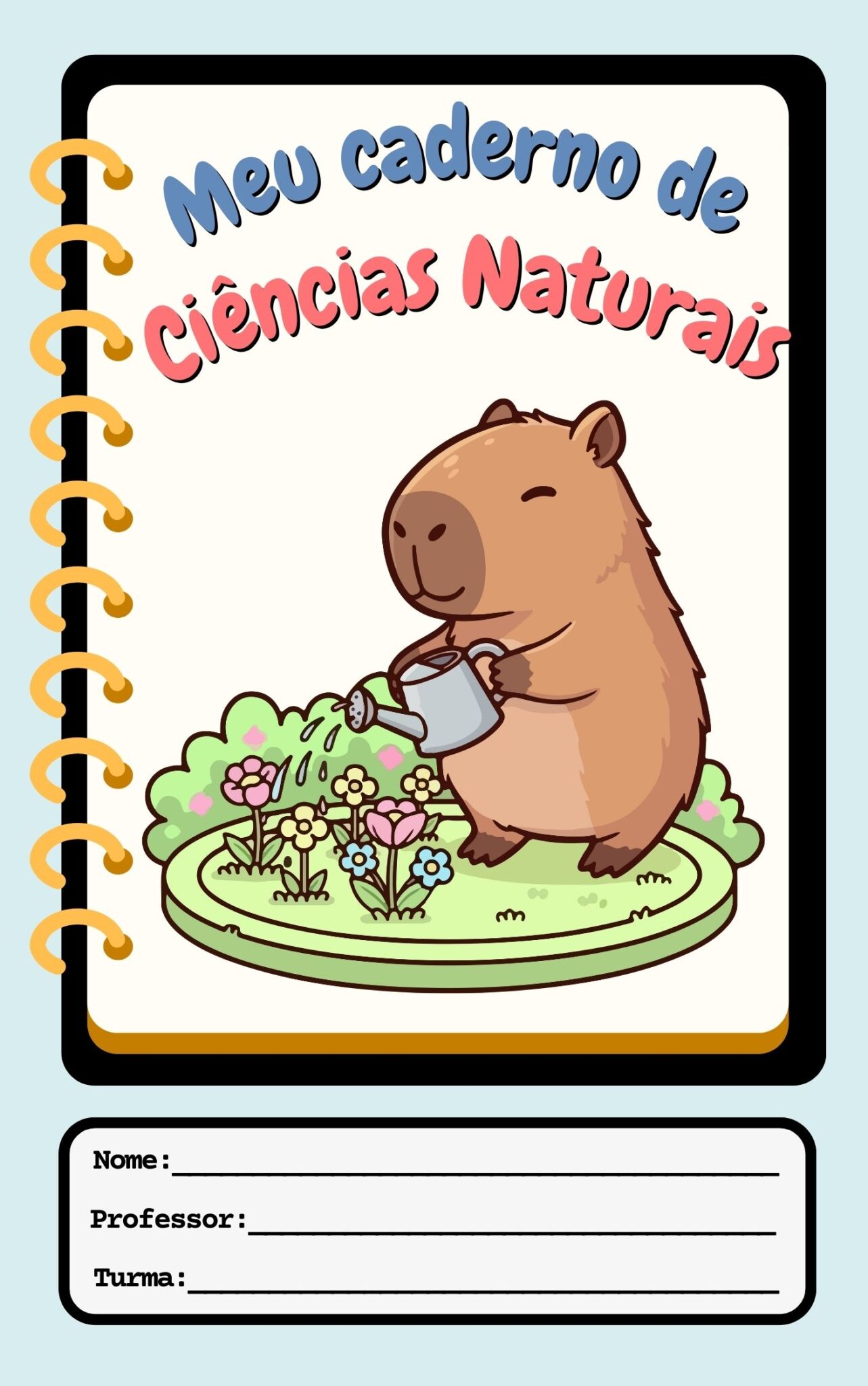 7 modelos de Capa de caderno capivara pronta para imprimir
