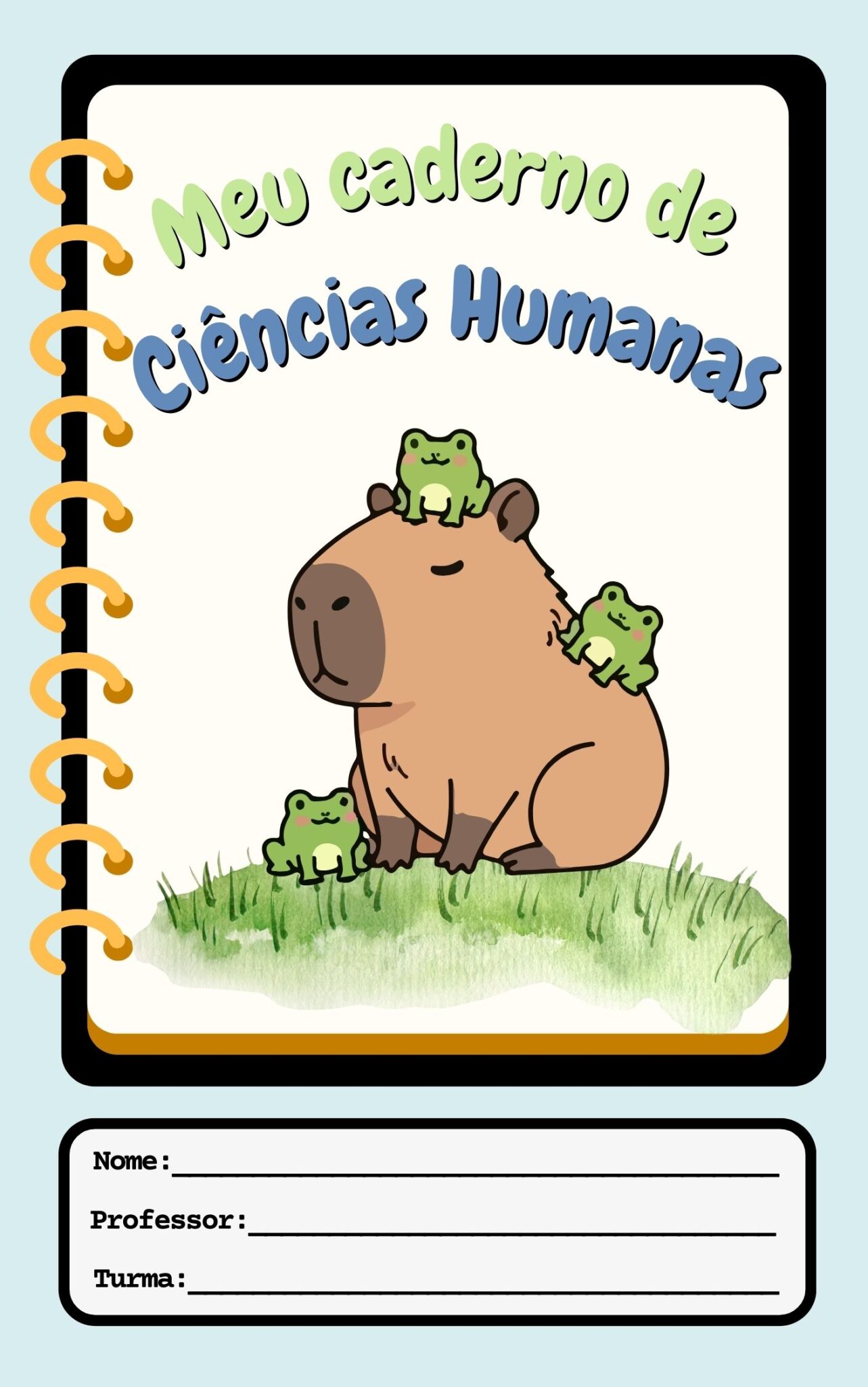 7 modelos de Capa de caderno capivara pronta para imprimir