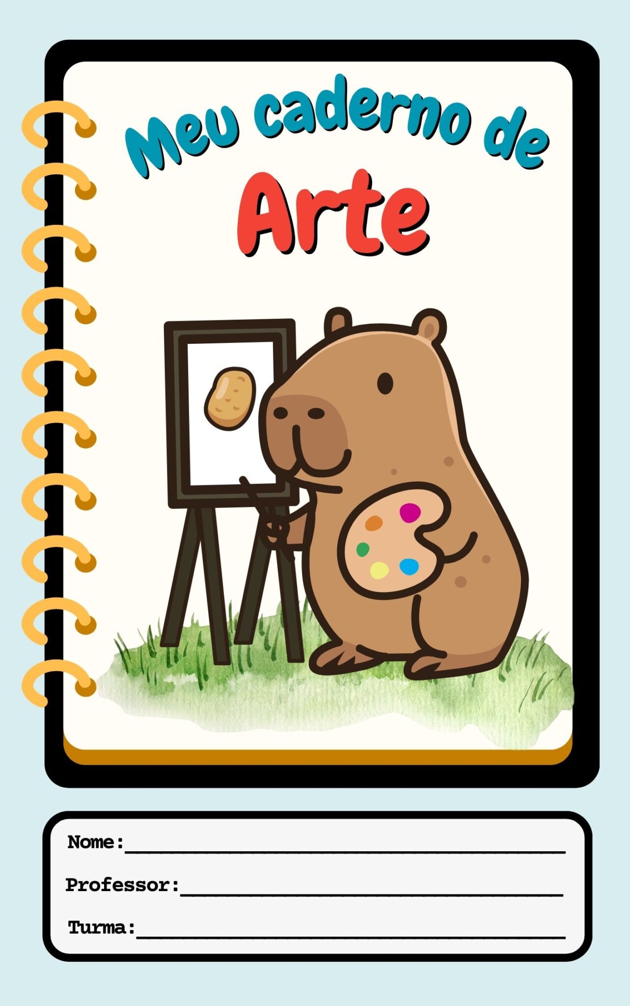 7 modelos de Capa de caderno capivara pronta para imprimir