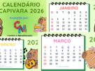 Calendário 2026 Tema Capivara