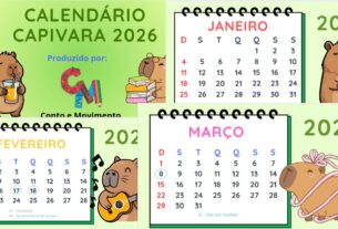 Calendário 2026 Tema Capivara