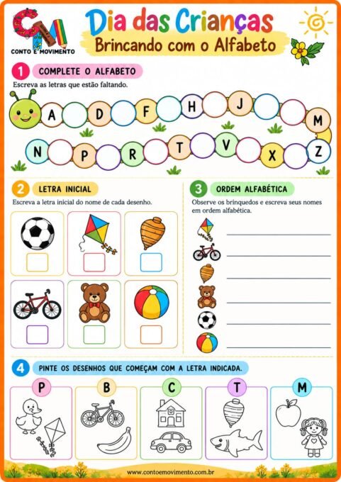 Atividades Dia das Crianças: Brincando com o Alfabeto