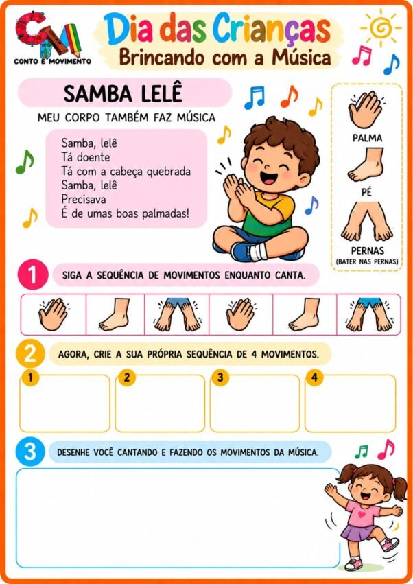 Dia das Crianças com Música: 10 Atividades Divertidas para Alfabetização 9 Dia das Crianças com Música: Samba Lelê