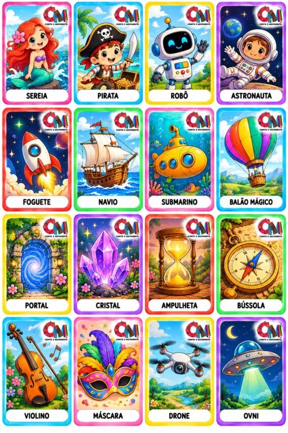 Cartas para criar histórias: imagens para Produção de texto.