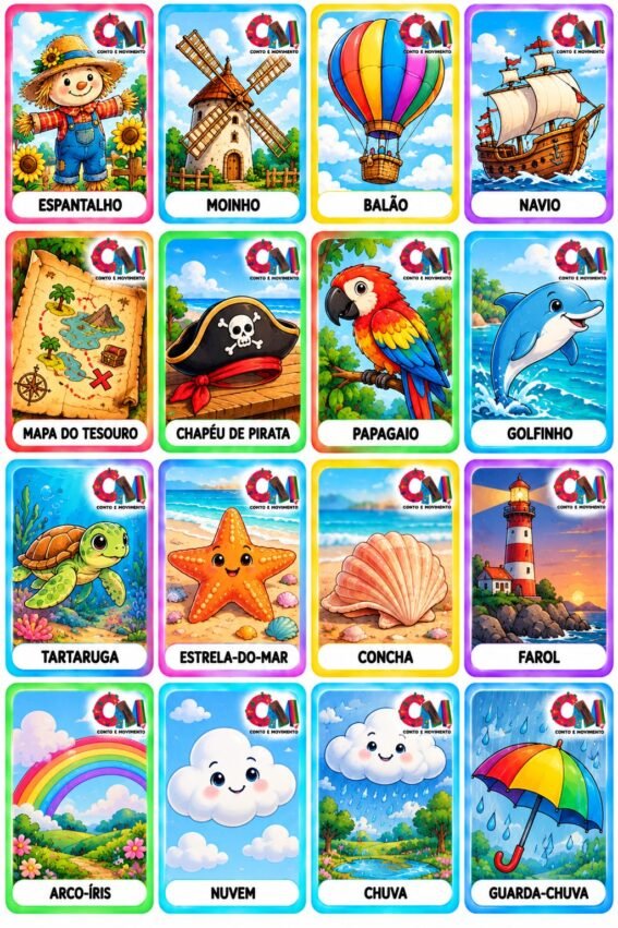 Cartas para criar histórias: imagens para Produção de texto.