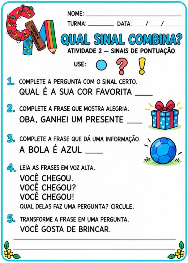 Atividades de Sinais de Pontuação