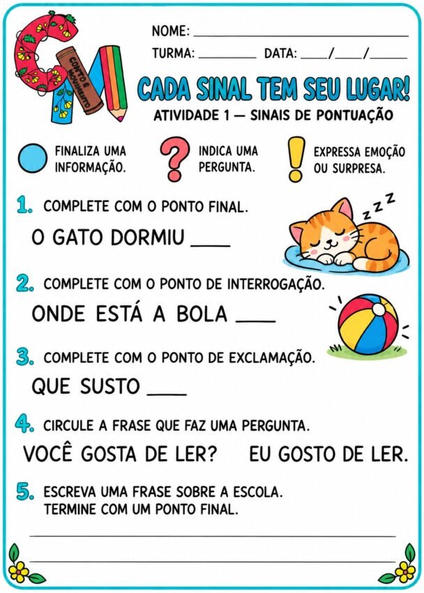 Atividades de Sinais de Pontuação