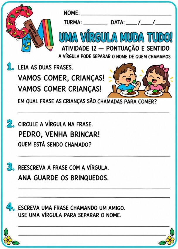 Atividades de Sinais de Pontuação
