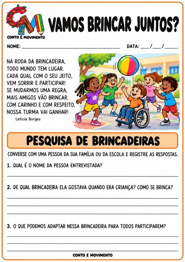 Projeto de inclusão: Atividades de inclusão