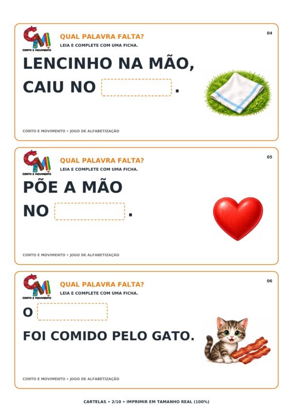 Pequenos textos em parlendas - qual palavra falta?